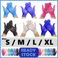 Disposable Nitrile Hand Gloves (100pcs)(Black / Blue / Pink /White /Dark Blue)Sarung Tangan Getah 手套 Medical Glove