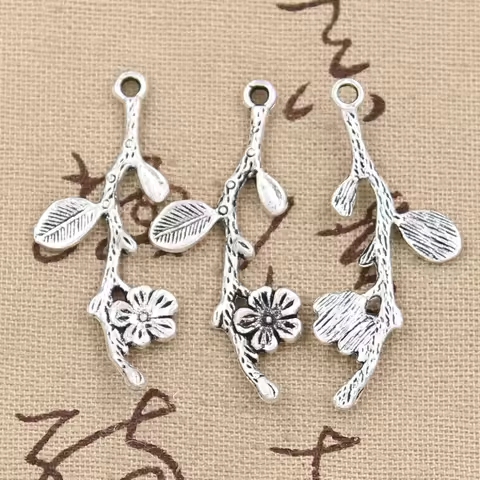 12pcs Charms Branch Cherry Blossom Flower 41x17mm Antique Making Pendant fit,Vintage Tibetan Bronze,