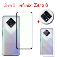 infinix Zero 8 (3IN1) Screen Protector Tempered Glass Full Screen + Carbon Fiber Film + lens film for infinix Zero 8