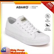 ABARO 7281white  Slip-on Resistant  MF MenUnisex/White School Shoes/Kasut Sekolah/白色校鞋