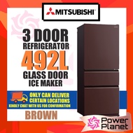 Mitsubishi 3 Door Fridge 492L MR-CGX56EP-GBB ( Black ) / MR-CGX56EP-GBR ( Brown) Glass Door & Ice Ma