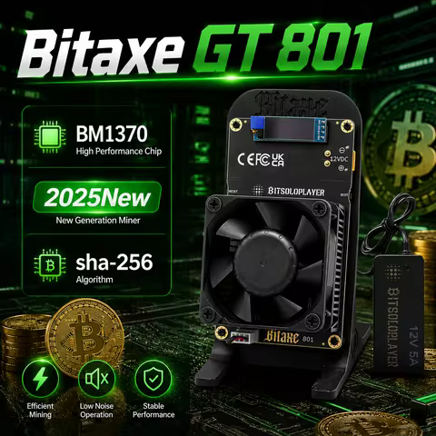 2026 New Bitaxe GT 801 Bitcoin Miner BM1370 ASIC SHA256 BTC Miner Open Source WiFi Home Solo Lottery