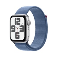 Apple Watch SE (2nd Gen) [GPS, 44mm] - Silver Aluminum Case with Winter Blue Sport Loop, M/L (Renewe