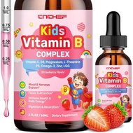 Vitamin B Complex for Kids, B1, B2, B3, B6, B9(Folate), B12, Omega-3 & Magnesium, Kids B Complex Liq