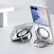 Samsung Flip 7 Premium Transparent Hard PC Casing With Stand Holder Full Protection Case