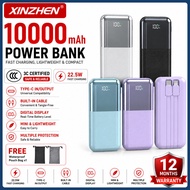 【3C Certified】Xinzhen PB188 10000mAh Powerbank Fast Charging Power Bank Mini Built In Cable Pawer Ba