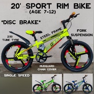 VVM: BASIKAL SPORT RIM 20' MTB KIDS BASIKAL BUDAK DISC BRAKE ABSORBER SPORT RIM BESI 20BEGOOD