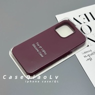 Supercase i11-i15promax Burgundy Wine Colour Velvet Silicone Case Red i15 i15pro i15plus i15promax