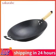 Sakurabc Cast Iron Wok Pan  Multifunctional for Kitchen