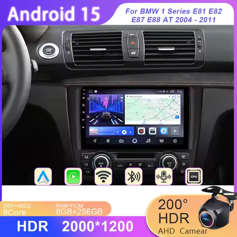 Android Car For BMW 1 Series E81 E82 E87 E88 AT 2004 - 2011 Auto Radio QLED Stereo Head Unit Multime