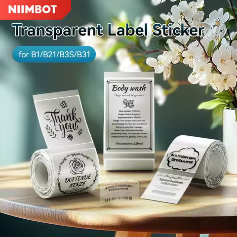 Thermal Transparent Label Sticker for NiiMbot B1/B21/B3S/B31 Printer Anti-Oil Waterproof Tear-Resist