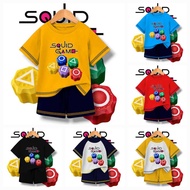 ELDEKIDS - Setelan baju anak gambar Motif mainan gonggi squid game Sablon DTF HQ Set kaos usia 1-10 