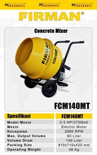 Firman FCM140MT / Mesin Molen Listrik Molen Mini Pengaduk Semen 140L / Concrete Mixer