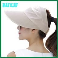 KUYJF Summer Sunscreen Folding Sunscreen Hat Women Wide Brim Cap Women's Girls Holiday UV Protection Sun Hat Beach Packable Visor Hat HETZF