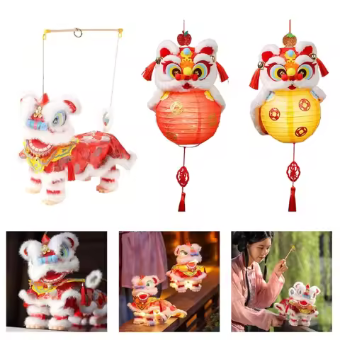 Easy Assembly Lions Dance Festival Lanterns Craft For Spring Celebration Decoration 87HA