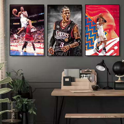 Baskerball-Allen Iverson Whitepaper Poster Waterproof Paper Sticker Coffee House Bar Aesthetic Art W