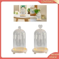 [Lovoski2] Clear Glass Cloche Dome Valentine's Day Flowers Cover Micro Landscape Holder Centerpieces Bell Jar Display Case DIY Cloche Dome