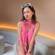 Forward Wear 1 Time Pink Barbie Y2K Open Back Shirt Chic Tassel Street Style Sexy Suitable For Summe