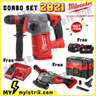 Milwaukee M18 Fuel Combo 2688 M18 CHX-502C SDS-Plus Hammer 3 Mode FREE M18 CAG100X 4" Angle Grinder FREE M18VC2 Vacuum