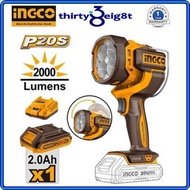 INGCO 20V LI-ION WORK LAMP 22.5W 2000 LUMENS 1X2.0AH CHARGER CWLI20881*