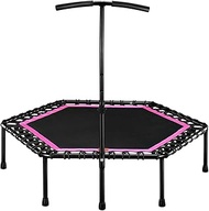 48" Silent Mini Trampoline With Adjustable Handle Bar Fitness Indoor Trampoline Bungee