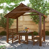 Anti-corrosion wood villa terrace roof gazebo outdoor courtyard solid wood pavilion outdoor small courtyard garden woode
