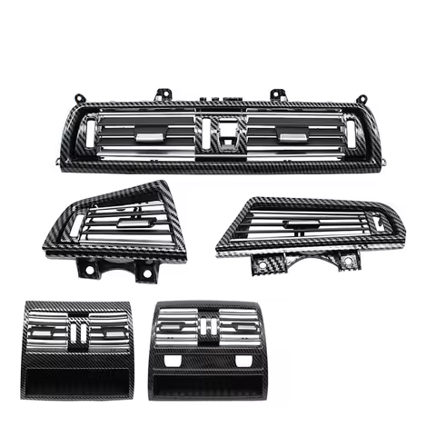 LHD Carbon Fiber Dashboard Front Rear Chromed Cover Panel AC Vent For BMW 5 Series F10 F11 520i 525i