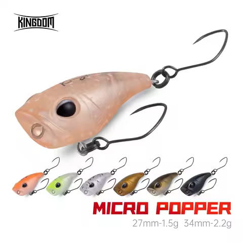 Kingdom Micro Popper Fishing Lure 1.5g 27mm 2.2g 34mm Artificial Floating Crankbait Topwater Hard Wo