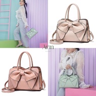 H0038 Handbag Crossbody Bag Glossy Leather Crocodile Pattern Big Bow PU With Strap