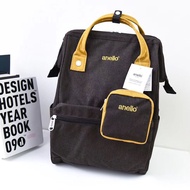Anello Cotton Linen Contrast Backpack Lotte Student School Bag Trend Computer Travel Handheld Backpack