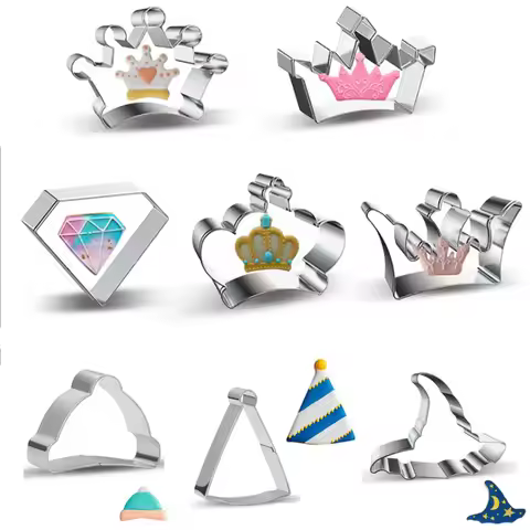 1pcs Patisserie Reposteria Diamond Crown Hat Metal Cookie Cutter Fondant Cake Decor Biscuit Pastry M