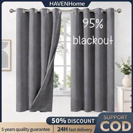 【Ready Stock】95% Langsir Blackout Curtains Sunblock Curtain Langsir Tebal EYELET/RING Type 4-9FT Bla