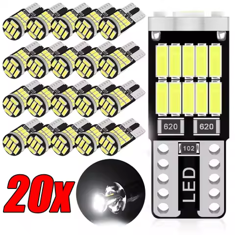 1-50Pcs W5W T10 Led Bulbs Canbus 4014 SMD 6000K 168 194 Led 5w5 Car Interior Light Dome Reading Lice