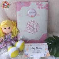 Free Custom Name AL QURAN PINK FLOWER Can Be Installed Name Kaleb Zipper A5 Size Quran Zipper Wallet