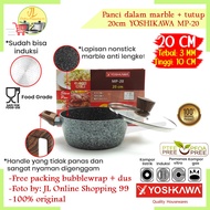 20cm marble pan + glass lid YOSHIKAWA MP-20 / Non-stick marble pan