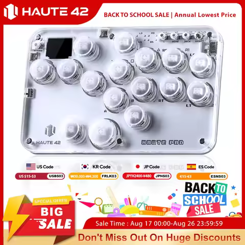 Haute42 Mini Hitbox Leverless Controller FightStick Leverless For PC/PS4/PS5 Stickless Arcade Stick 