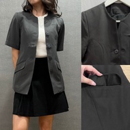 Women's Short Sleeve BLAZER (KRN21 SFLYFRONT GRAY BLAZER)