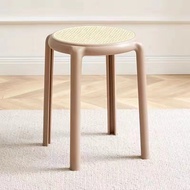 Kerusi Makan Rotan Bangku Nordic Rattan Like Stool PE Plastic Living Room Round Stool Home Dining Ch