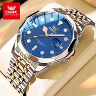 OPK นาฬิกากันน้ำผู้ชาย2024ของแท้พร้อมกล่องนาฬิกาทองแฟชั่นนาฬิกาควอตซ์ปฏิทินเรืองแสงสำหรับผู้ชาย