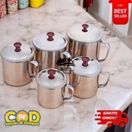 [RP] Stainless Steel Mug + Lid 8,9,10,11,12,13 cm Coffee Tea Mug Glass/