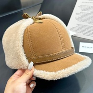 57-61cm New Winter High Quality Leather Hat Men Fur Lamb Wool Warm Thick Earflaps Bomber Hats Men's 