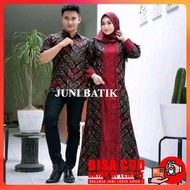 Juni Batik Baju Gamis Batik Wanita Jumbo Kombinasi Brokat Couple