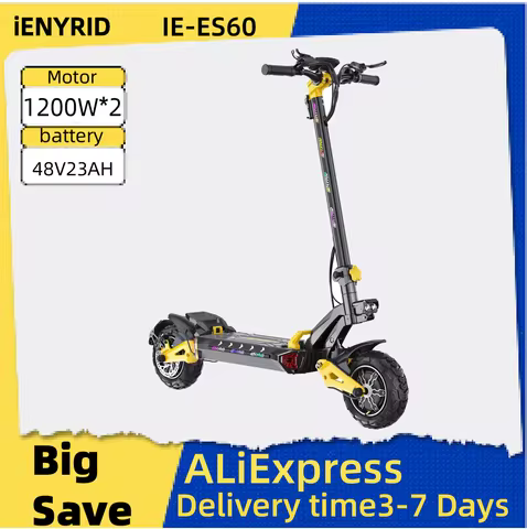 iENYRID IE-ES60 48V23AH Battery Adult Foldable Escooter 1200W*2 Electric Scooter 11-inch Off Road Ti