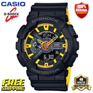 Original G-Shock GA110 Men Sport Watch Japan Quartz Movement Dual Time Display 200M Water Resistant Shockproof and Waterproof World Time LED Auto Light Sports Wrist Watches with 4 Years Warranty GA-110BY-1A (Free Shipping Ready Stock)