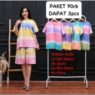 3-Piece Women's Tie Dye Culottes Set Women's One-Set/