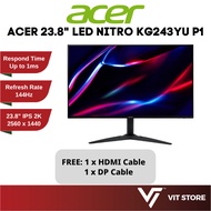 ACER Monitor 23.8" LED NITRO KG243YU P1 IPS 2K 2560x1440 144Hz 1ms HDMI DP Speaker 3Y Gaming