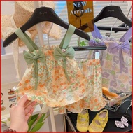 GC1 2026 Summer  Girls Monet Garden Floral 2-Piece Set Bow Camisole Lace Shorts Kids Sleeveless Outf