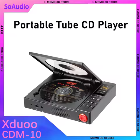 Xduoo CDM-10 Portable Tube CD Player, Dual CS43198 DAC, Dual JAN6418 Vacuum Tubes, 1000mw Output Pow