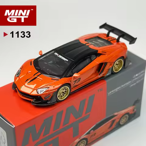 MINI GT 1:64 LB-WORKS Lamborghini Aventador Limited Edition Orange Alloy Car Model 1133