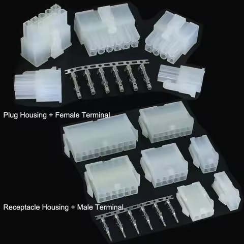 10Set 4.2mm 0.165" MOLEX Mini-Fit 5557/5559/5566/5569 Dual Row 2*1/2/3/4/5/6/8P Male Plug Female Rec